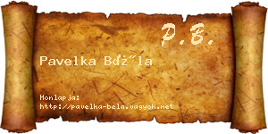 Pavelka Béla névjegykártya